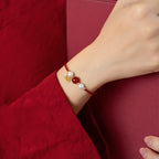 Fortune Jewel 925 Sterling Silver Good Fortune Fu Character Agate Pearl Red String Braid Bracelet
