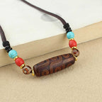 Fortune Jewel Tibetan Nine-Eye Dzi Bead Three-eyed Dzi Bead Protection String Necklaces Pendant