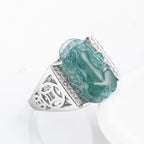 Fortune Jewel 925 Sterling Silver Fengshui Wealth Prosperity Jade PiXiu Luck Ring
