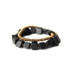 Fortune Jewel Tibetan Ebony Wood Copper Peace Double Wrap Bracelet