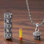 Fortune Jewel Om Mani Padme Hum Swastika Twisted Chain Wisdom Necklace Pendant