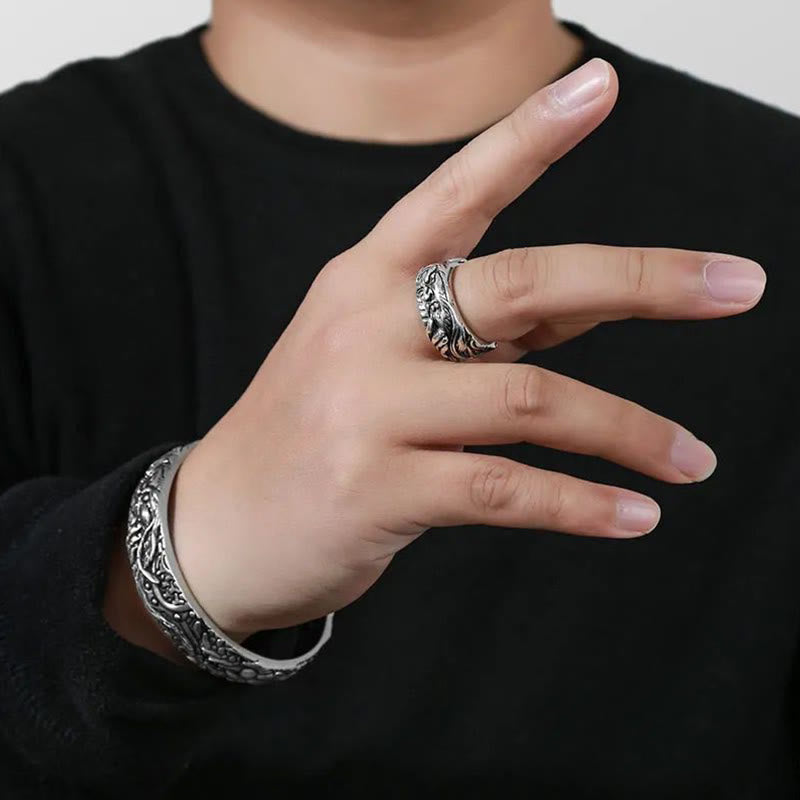 Fortune Jewel Guan Gong Auspicious Clouds Amulet Wealth Ring