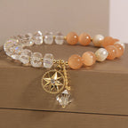 Fortune Jewel Orange Cat's Eye White Crystal Star Support Bracelet