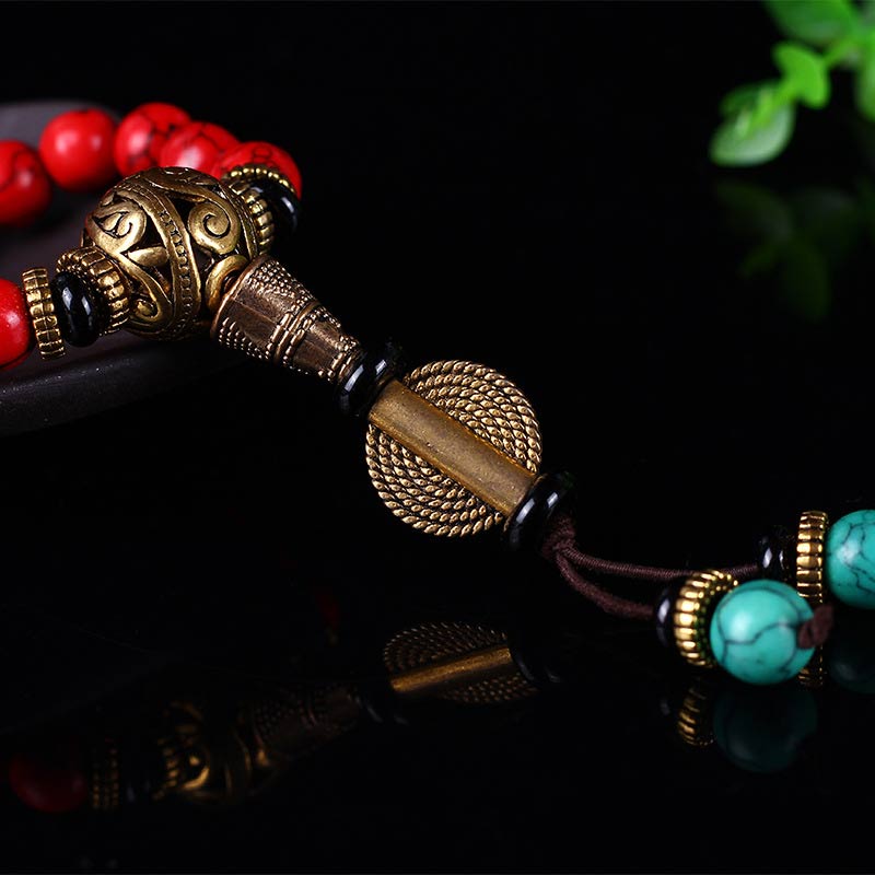 Fortune Jewel Tibetan Mala Red Turquoise Lucky Necklace Bracelet