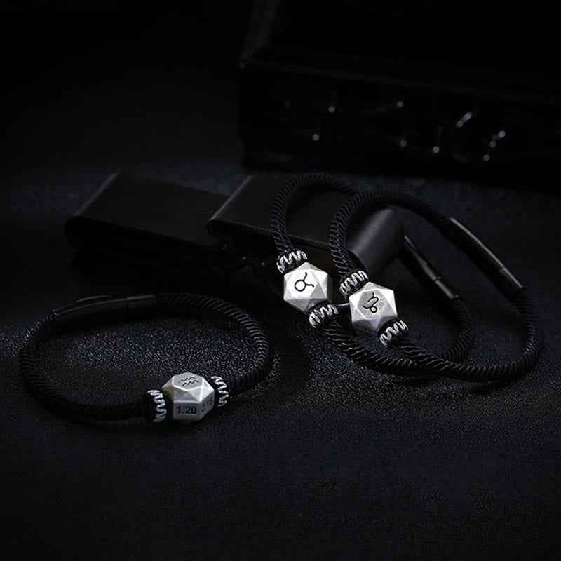 Fortune Jewel 999 Sterling Silver 12 Constellations of the Zodiac Protection Handmade String Bracelet