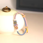 Fortune Jewel Two-Color Rope Handcrafted Eight Thread Peace Knot Luck Connection Bracelet