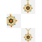 Fortune Jewel 925 Sterling Silver Lotus Flower Colorful Zircon New Beginning Necklace Pendant Fortune Jewel