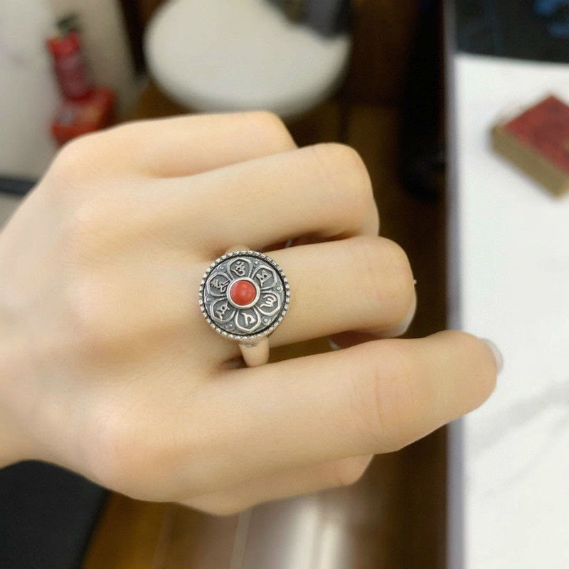 Fortune Jewel Tibetan Om Mani Padme Hum Peace Rotatable Ring