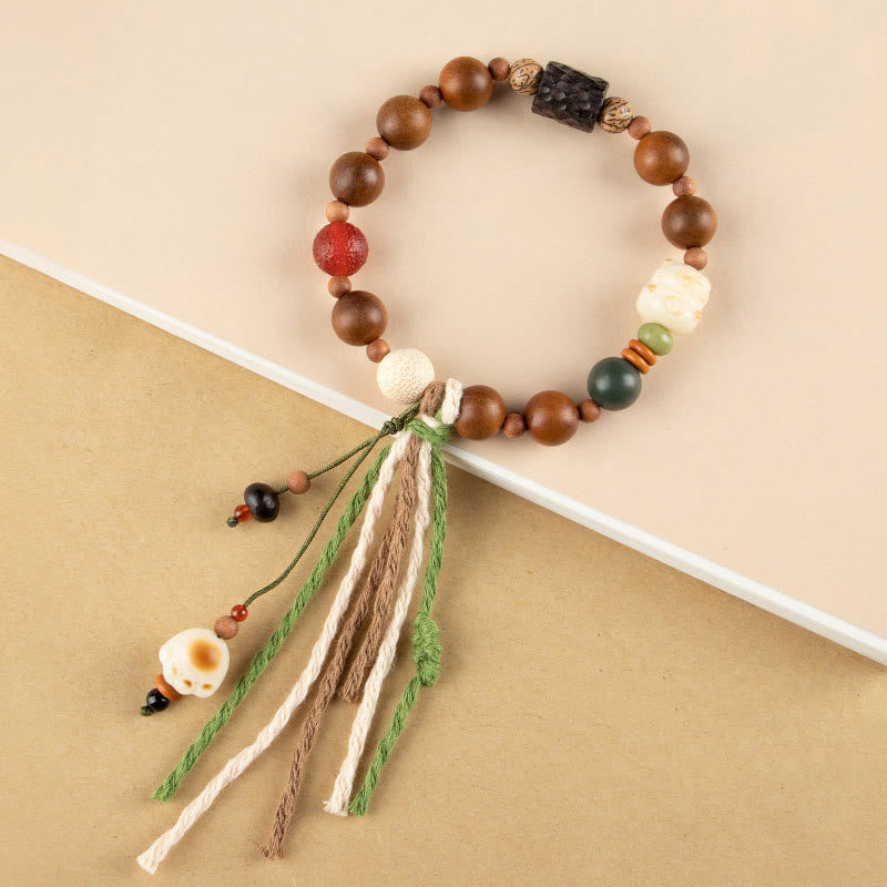 Fortune Jewel Lightning Strike Wood Bodhi Seed Cat Paw Claw Auspiciousness Protection Tassel Bracelet