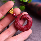 Fortune Jewel One's Luck Improves Design Patern Natural Cinnabar Blessing Necklace Pendant