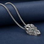 Fortune Jewel Pure Tin Dragon Head Luck Protection Metal Necklace Pendant