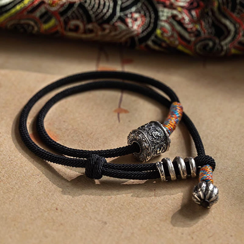 Fortune Jewel Tibetan Om Mani Padme Hum Carved Amulet Double Wrap Bracelet