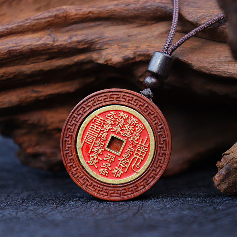 Fortune Jewel Lightning Struck Jujube Wood Yin Yang Bagua Mountain Ghosts Spend Money Protection Necklace Pendant Fortune Jewel