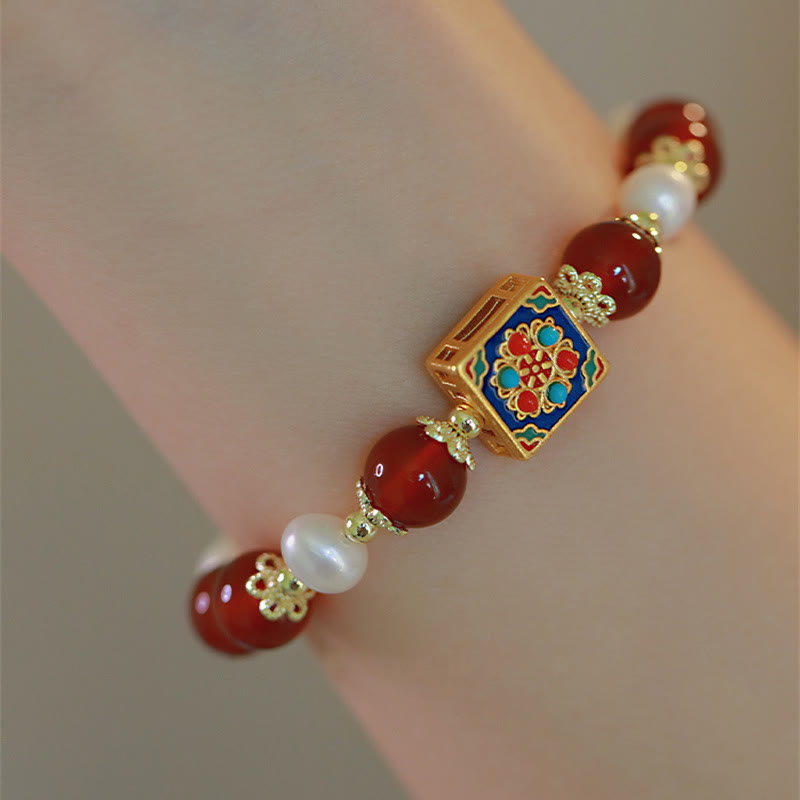 Fortune Jewel Red Agate Pearl Confidence Self-acceptance Bracelet