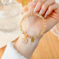 Fortune Jewel Natural Golden Rutilated Quartz Fu Character Peace Buckle Charm Wealth Bracelet