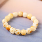 Fortune Jewel Natural Bodhi Seed Sandalwood Lucky Cute Cat Head Paw Claw Peace Bracelet