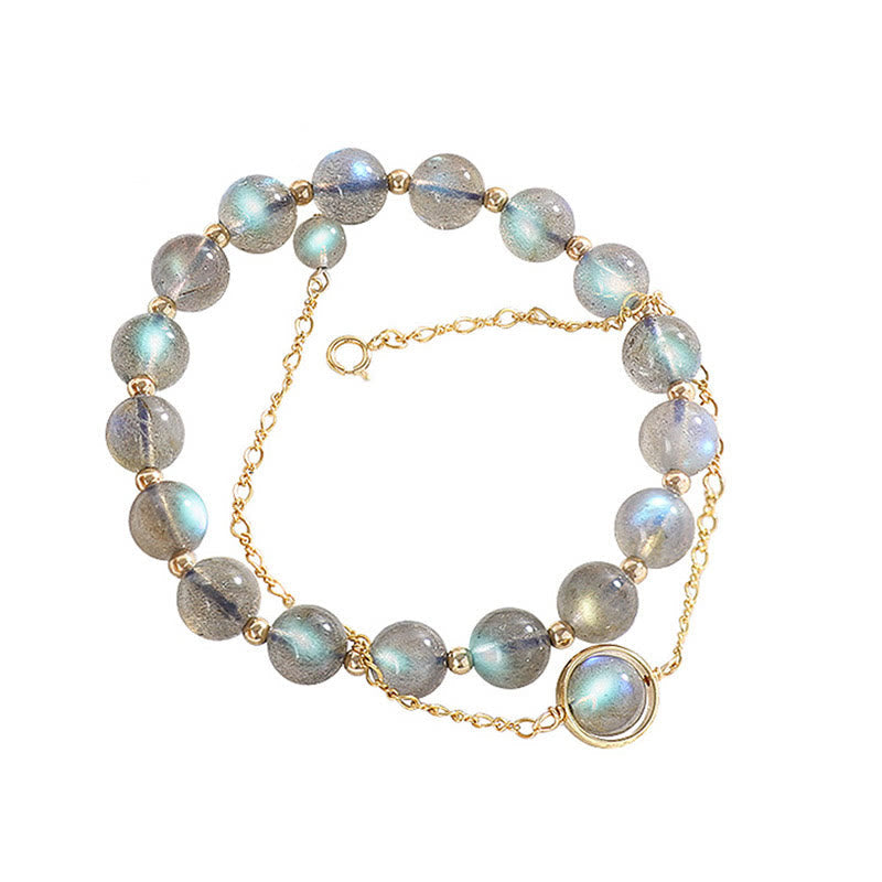 Fortune Jewel 14k Gold Plated Natural Moonstone Healing Love Bracelet