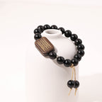 Fortune Jewel Ebony Wood Scripture Engraved Peace Bracelet