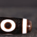 Tibetan Dzi Bead Pendant Agate Classic Black and White, Length 38mm Wide 12mm, Totem Random