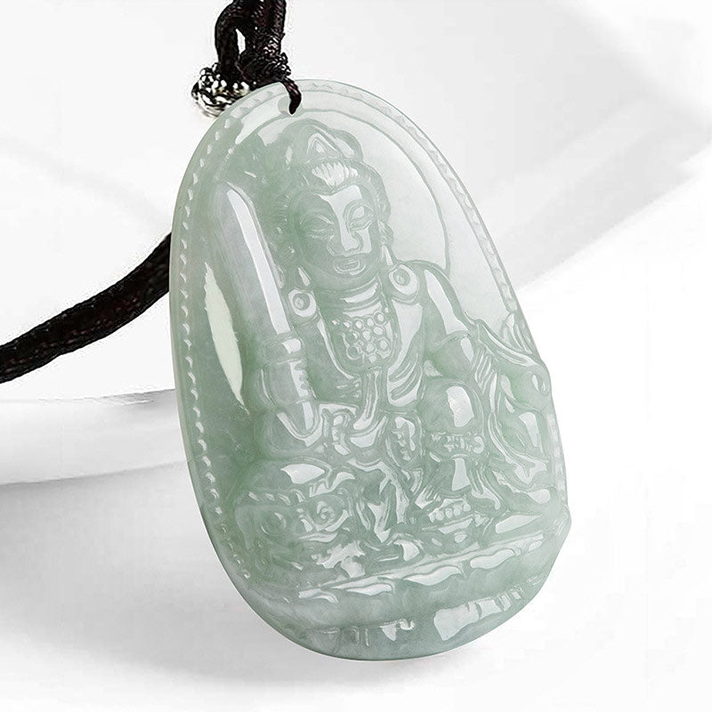 Fortune Jewel Chinese Zodiac Natal Buddha Jade Wealth Prosperity Necklace Pendant Fortune Jewel