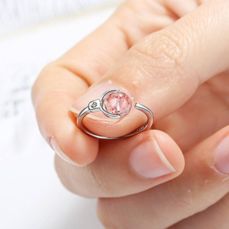 Fortune Jewel Pink Crystal Soothing Rotation Ring