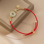 Fortune Jewel "Wishing You Peace and Protection" Jade Red Rope Bracelet Includes Gift Message Card Fortune Jewel