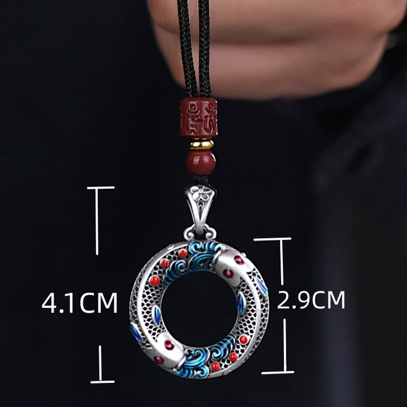 Fortune Jewel Koi Fish Peace Buckle Copper Wealth Luck Necklace Pendant