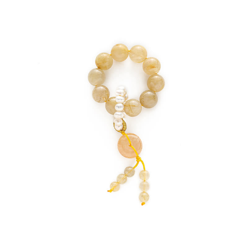 Fortune Jewel Citrine Peace Buckle Prosperity Happiness Wrist Mala