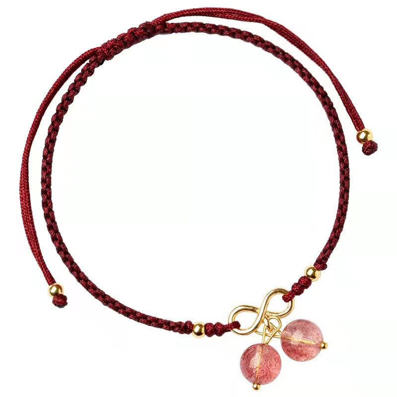 Fortune Jewel Natural Strawberry Quartz Amethyst Green Phantom Bead Positive Bracelet