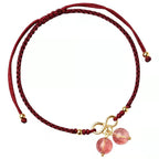 Fortune Jewel Natural Strawberry Quartz Amethyst Green Phantom Bead Positive Bracelet