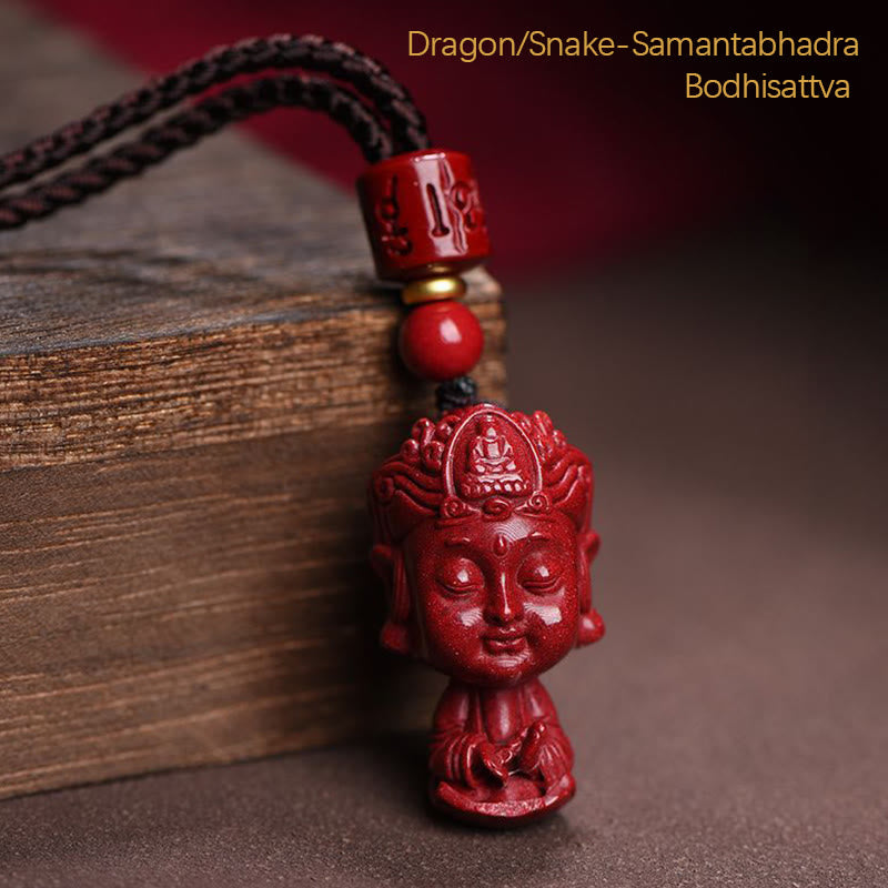Fortune Jewel Chinese Zodiac Natal Buddha Natural Cinnabar Amulet Keep Away Evil Spirits Necklace Pendant
