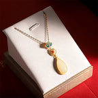 Fortune Jewel 925 Sterling Silver Hetian White Jade Water Drop Chain Necklace Pendant Bracelet