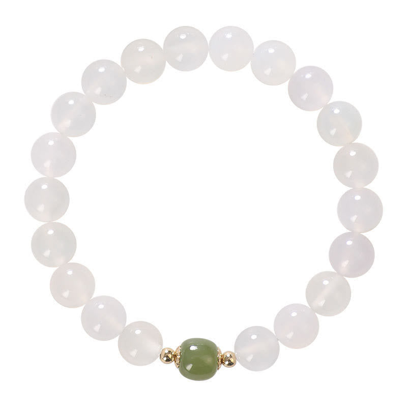 Fortune Jewel Natural White Agate Jade Luck Bracelet
