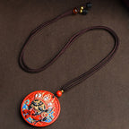 Fortune Jewel Zakiram Goddess of Wealth Painted Cinnabar Blessing Necklace Pendant