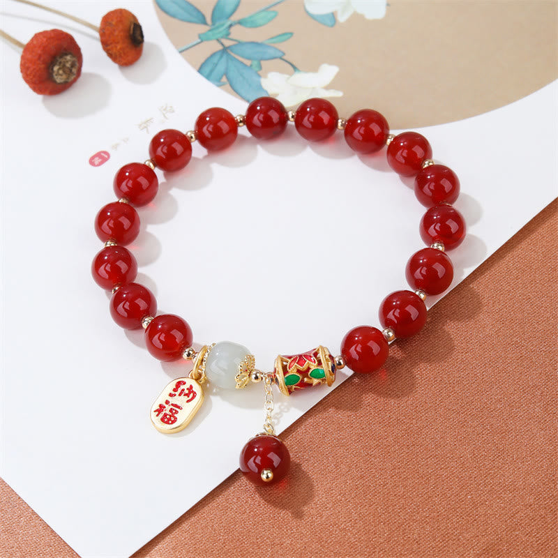 Fortune Jewel Natural Red Agate Jade Confidence Fortune Blessing Charm Bracelet