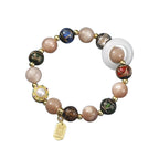 Fortune Jewel Tibetan Incense Ash Liuli Glass Tridacna Stone Sun Stone Om Mani Padme Hum Prayer Wheel Charm Bracelet
