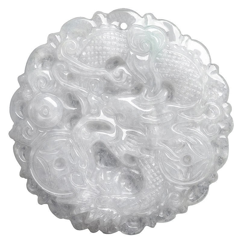 Fortune Jewel White Jade Dragon Protection Necklace String Pendant Fortune Jewel