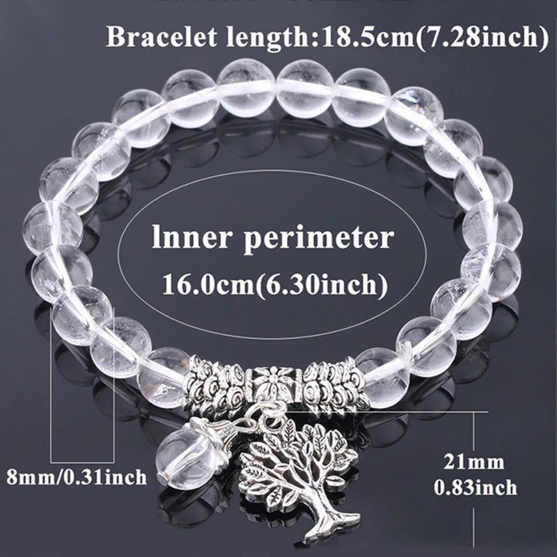 Fortune Jewel Natural Gemstone Tree of Life Lucky Charm Stretch Bracelet