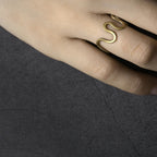 Fortune Jewel Simple Curved Brass Design Copper Luck Wealth Adjustable Ring