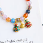 Fortune Jewel Colorful Candy Agate Gold Swallowing Beast Family Peach Harmony Charm Bracelet