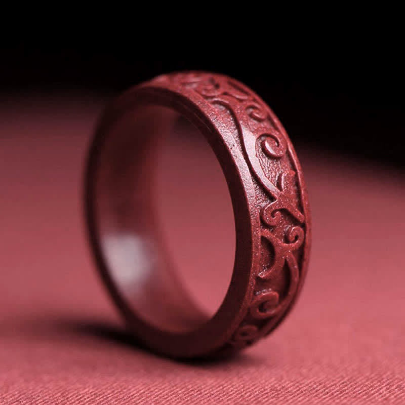 Fortune Jewel Cinnabar Om Mani Padme Hum Auspicious Clouds Blessing Ring