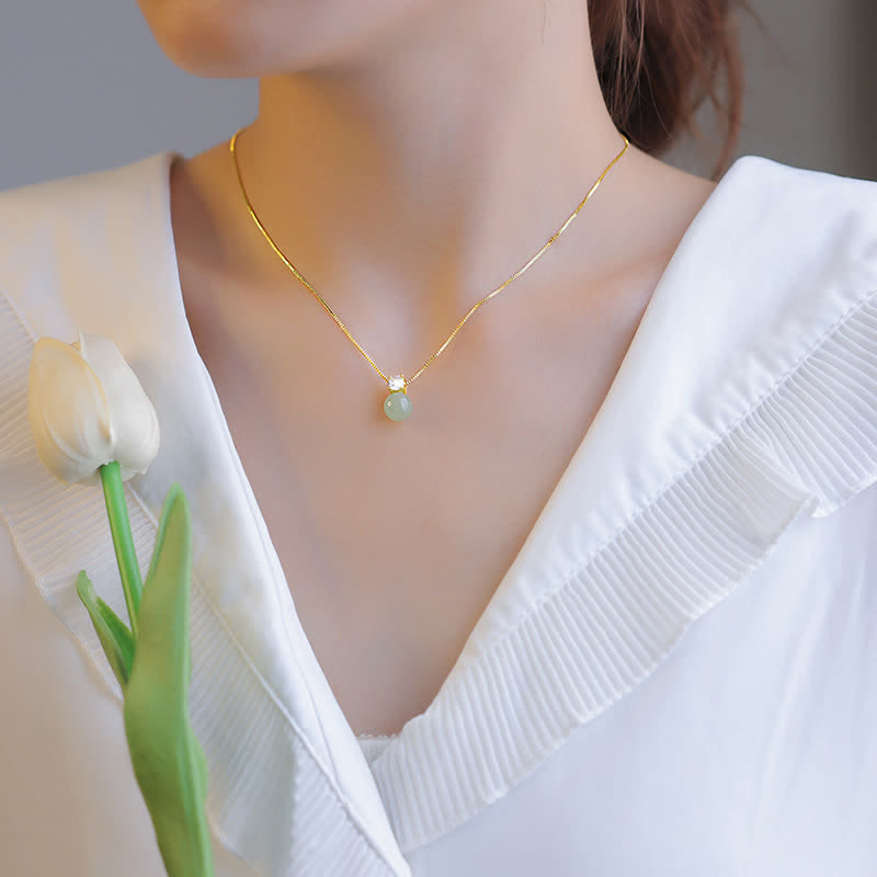 Fortune Jewel Lucky Bead Jade Prosperity Chain Necklace Pendant