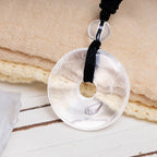 Fortune Jewel Lucky Coin Pendant Healing Crystal Gemstone Necklace