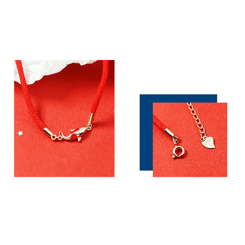 Fortune Jewel Copper Koi Fish Wealth Necklace Pendant Red Rope Bracelet Earrings Set