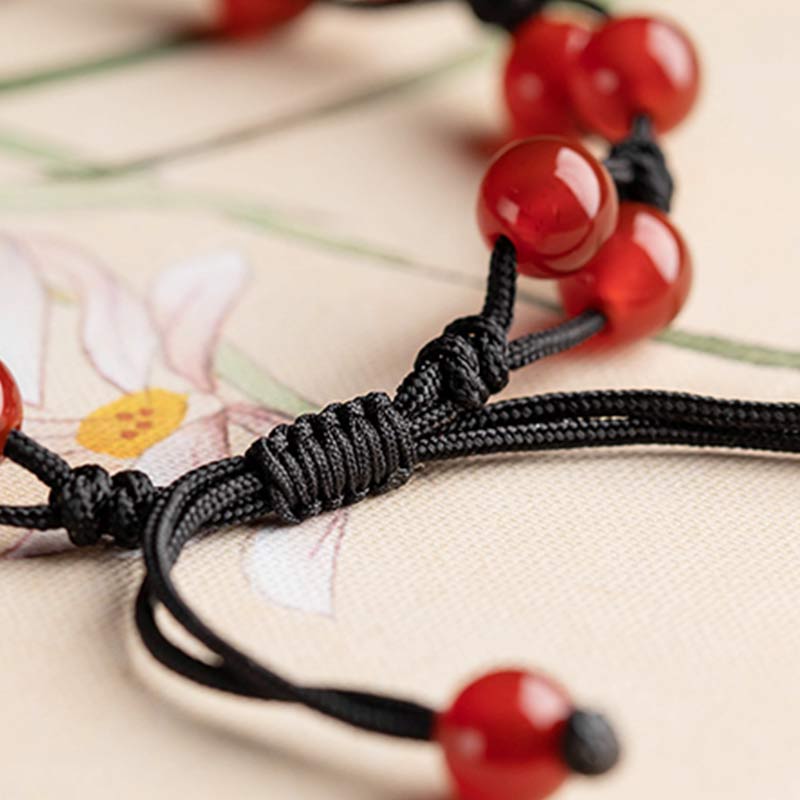 Fortune Jewel Red Agate Moss Agate Cinnabar Calm Bracelet