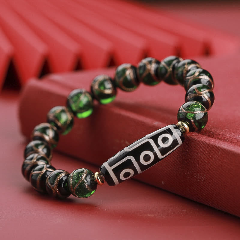 Fortune Jewel Tibetan Nine-Eye Dzi Bead Three-eyed Dzi Bead Liuli Glass Bead Wealth Bracelet