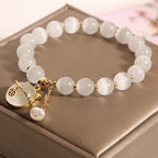 Fortune Jewel Cat's Eye Lovely Cat Pattern Pearl Love Charm Bracelet