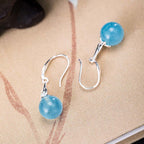 Fortune Jewel 925 Sterling Silver Natural Aquamarine Leaf Flower Peace Earrings Necklace
