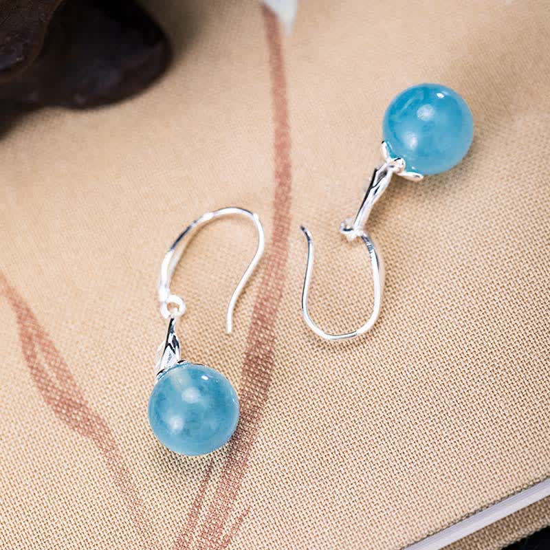 Fortune Jewel 925 Sterling Silver Natural Aquamarine Leaf Flower Peace Earrings Necklace
