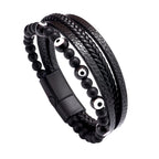 Fortune Jewel Evil Eye Tiger Eye Protection Beaded Multilayered Braided Bracelet